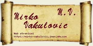 Mirko Vakulović vizit kartica
